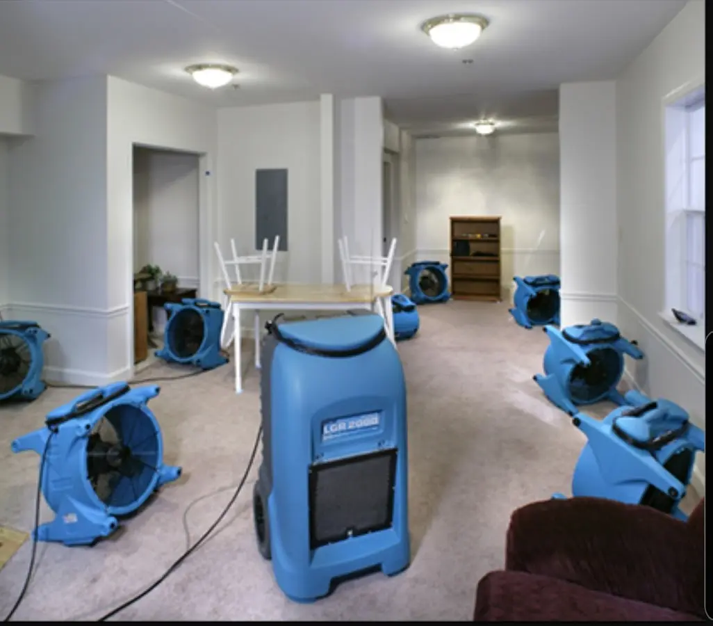 Air movers and dehumidifier setup for Water Extraction & Removal in Crawfordville